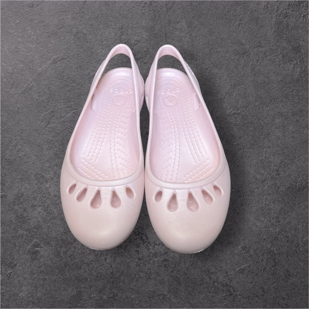 Rare Crocs Flats Women's Size 7 Kadee Round Toe Slip On Ballet Pink Rubber - Picture 3 of 7